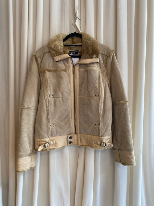 Fell/Leder Jacke XL Beige