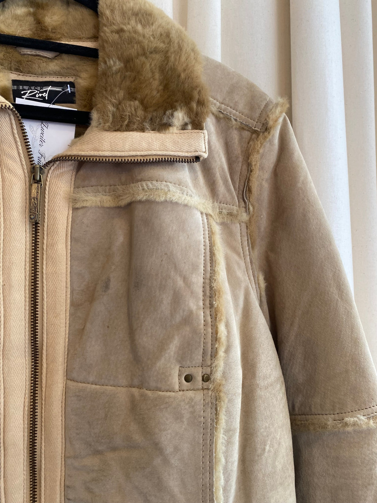 Fell/Leder Jacke XL Beige