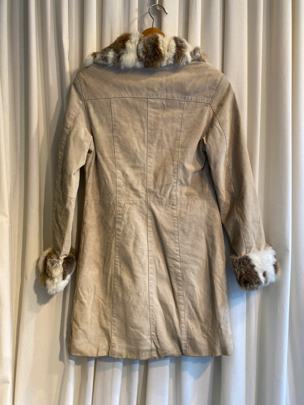 Wildleder-eMantel S Beige, Brauntöne, Mehrfarbig