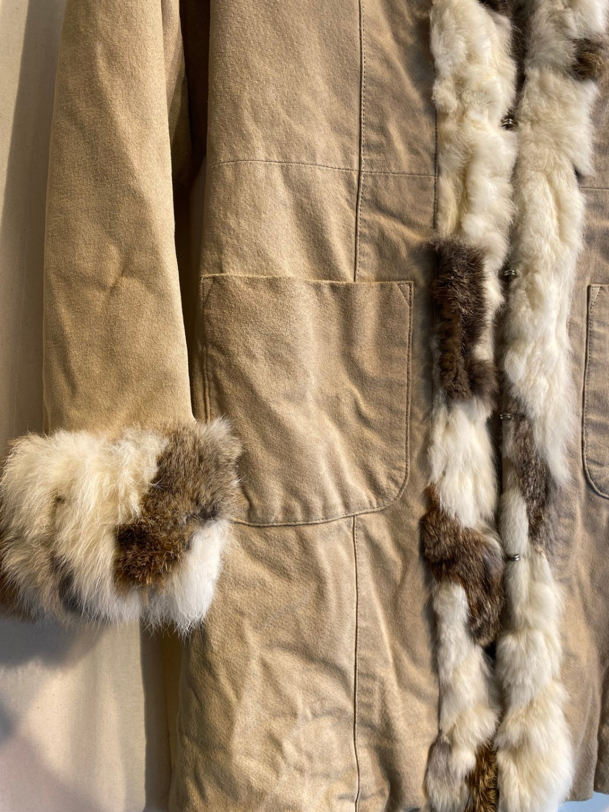 Wildleder-eMantel S Beige, Brauntöne, Mehrfarbig