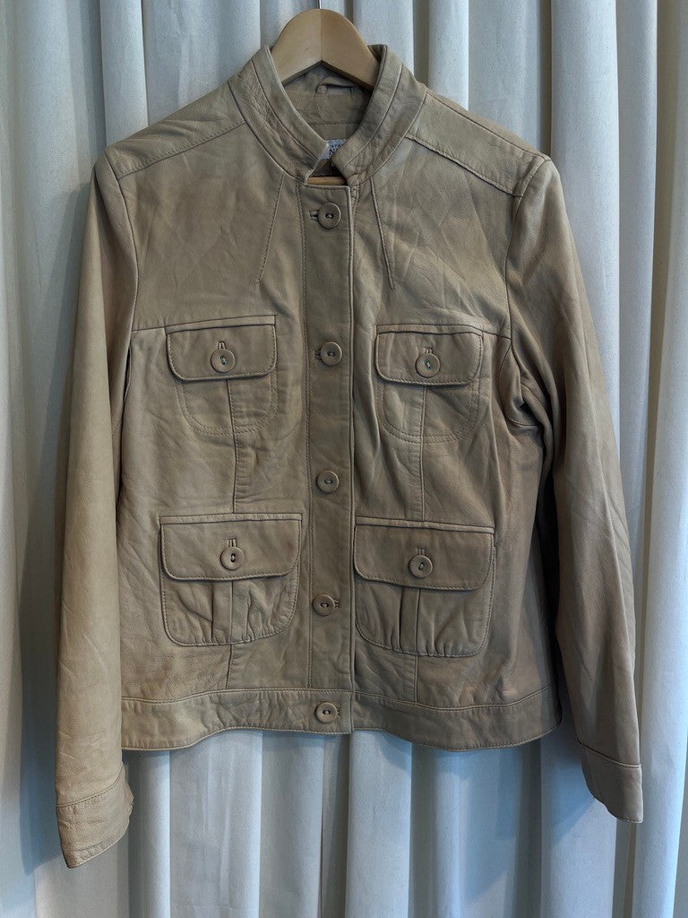 Lederjacke beige