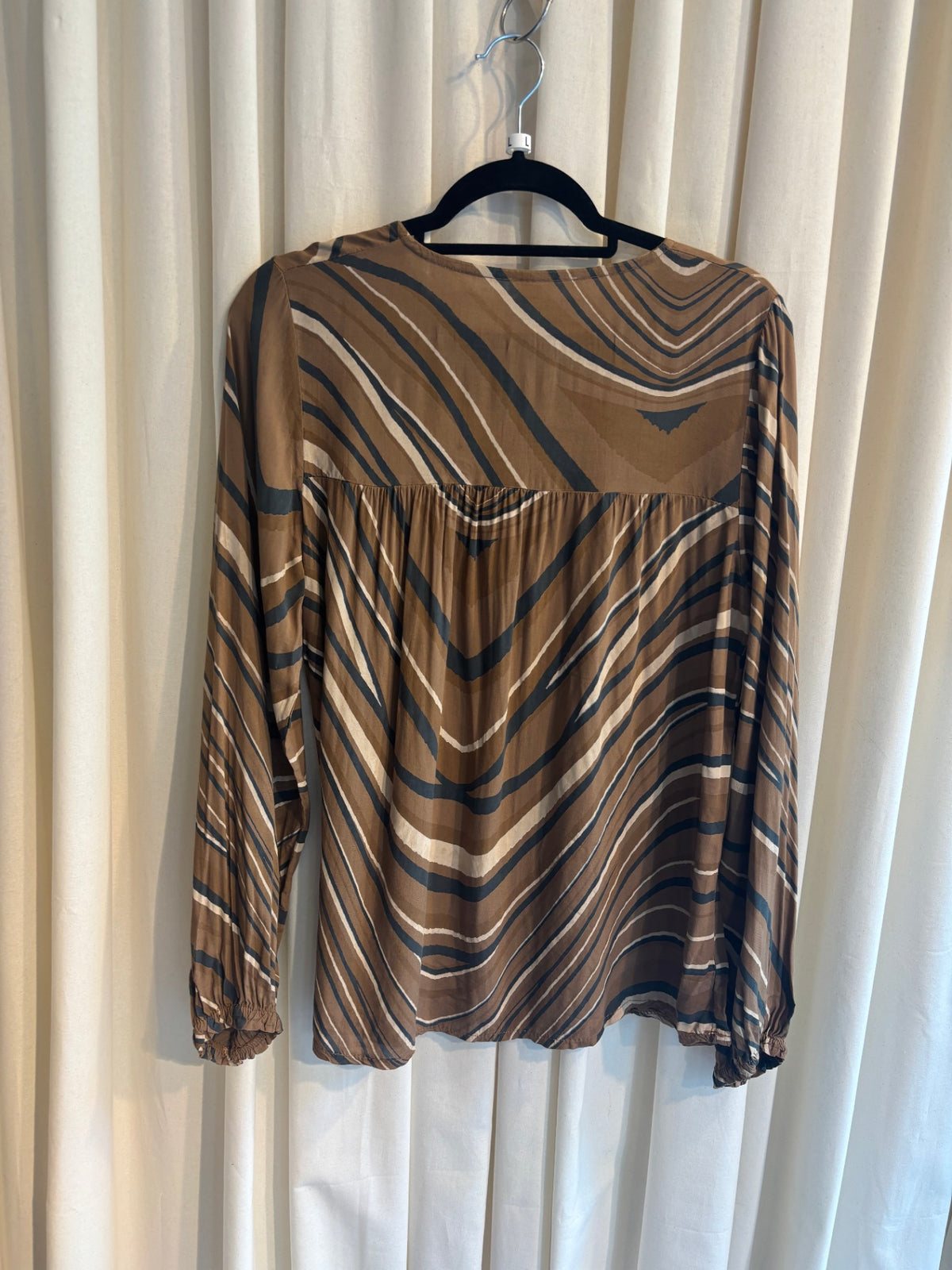 Bluse L Braun, Schwarz, Weiß