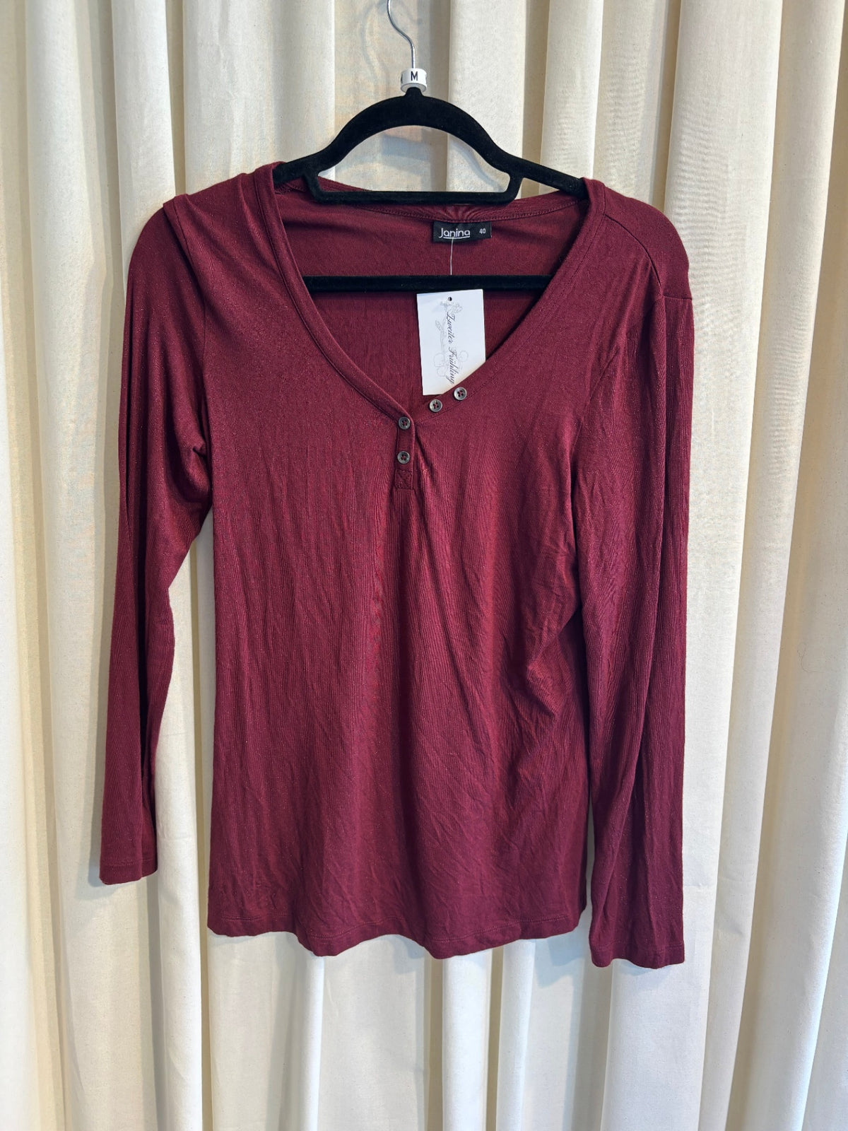Langarmshirt L Burgundrot