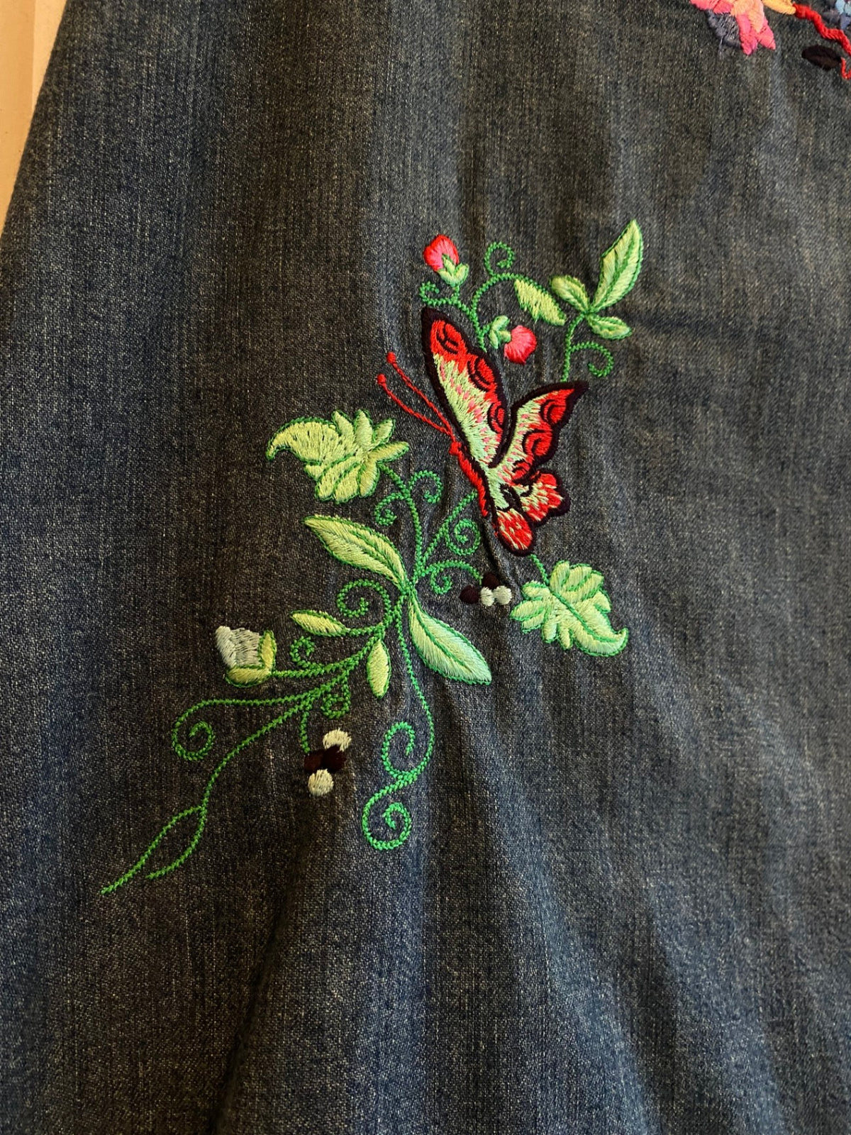Jeansrock XXS Blau bestickt