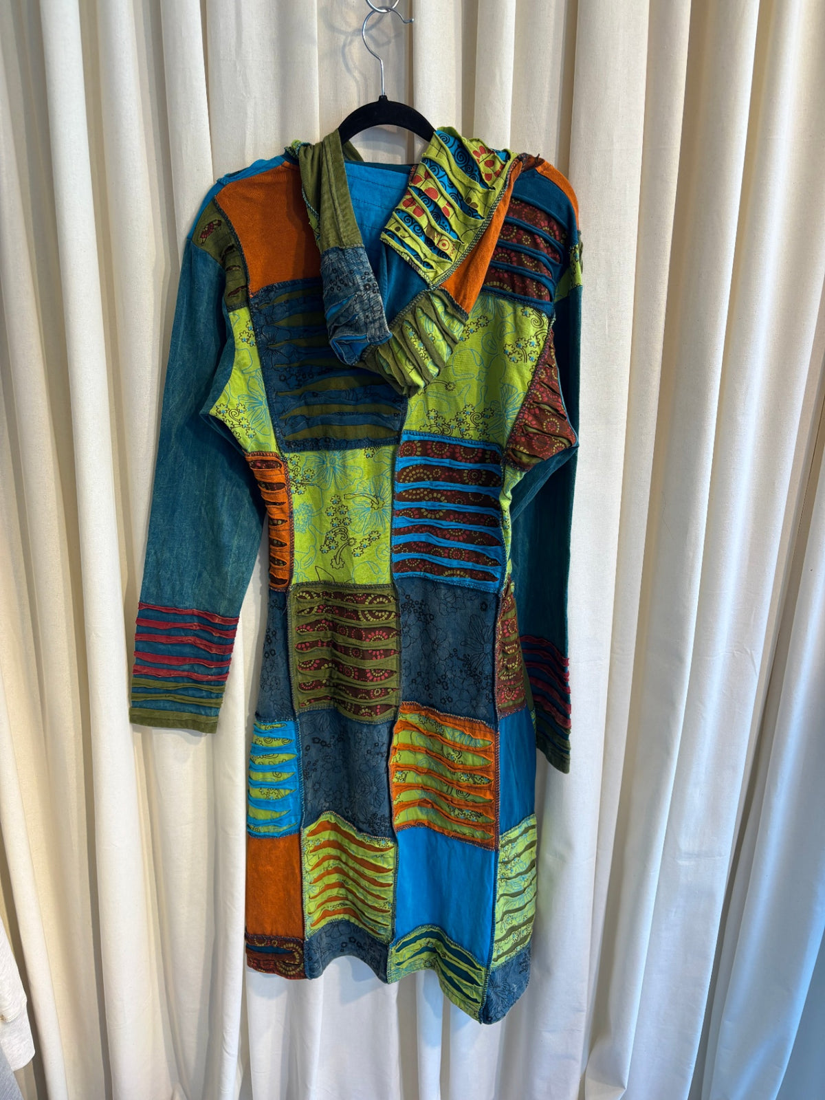 Patchwork Mantel/-Zipper M Bunt