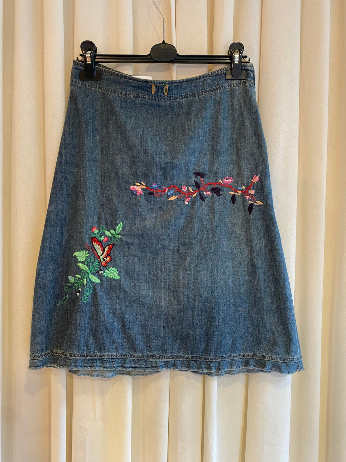 Jeansrock XXS Blau bestickt