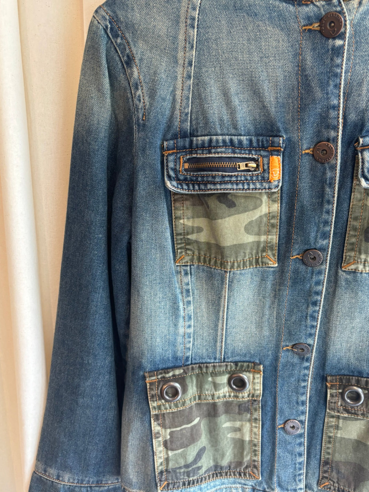 Denim-Jacke S mit Camoflage