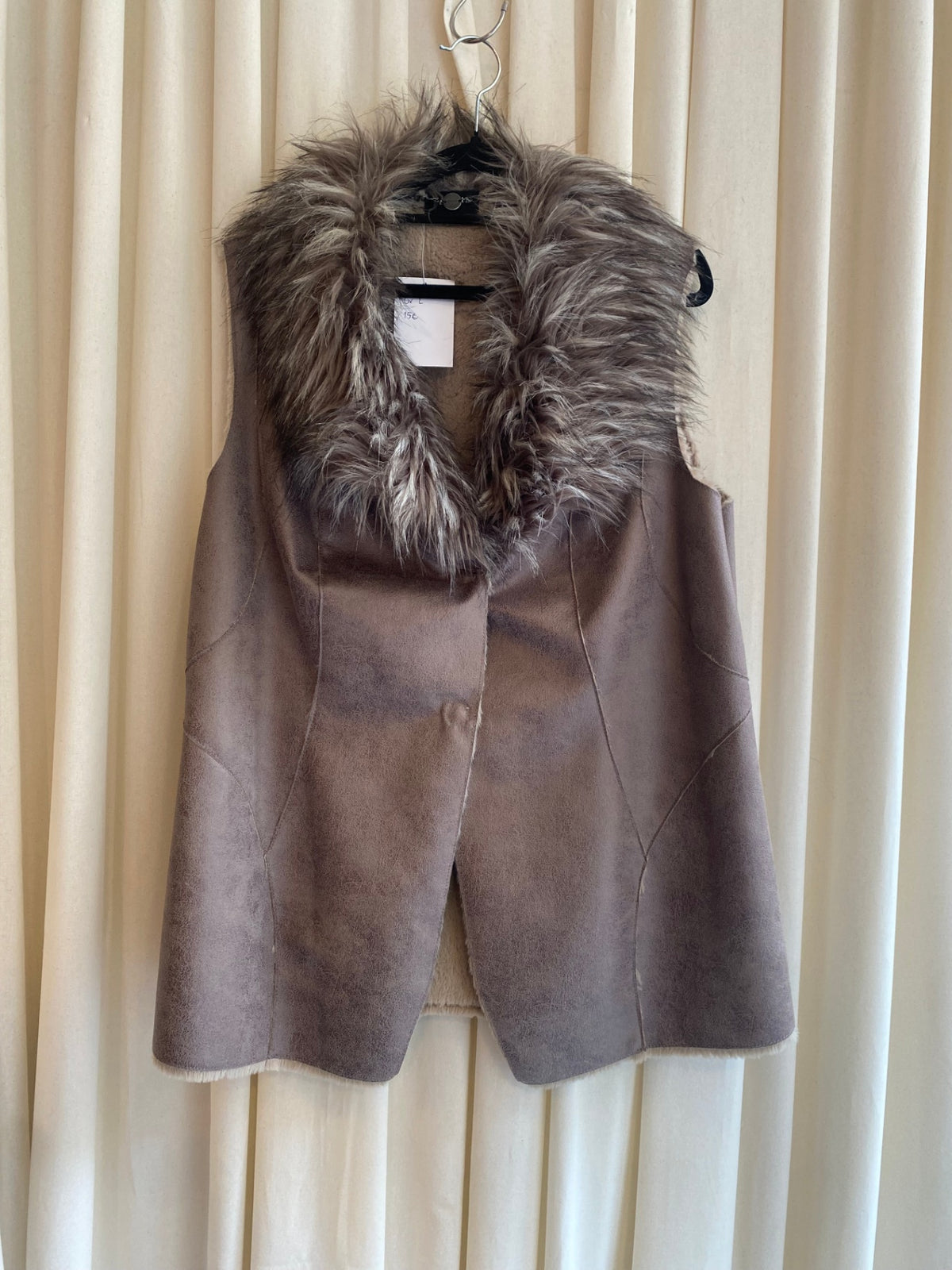 Leder/Fell Weste L Grau/Lila