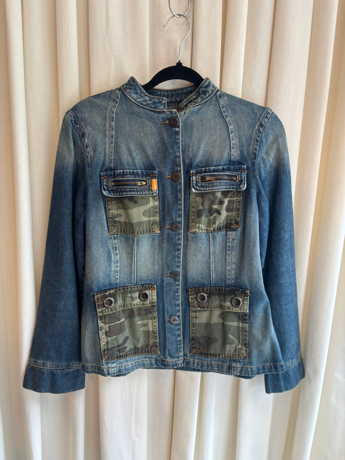 Denim-Jacke S mit Camoflage