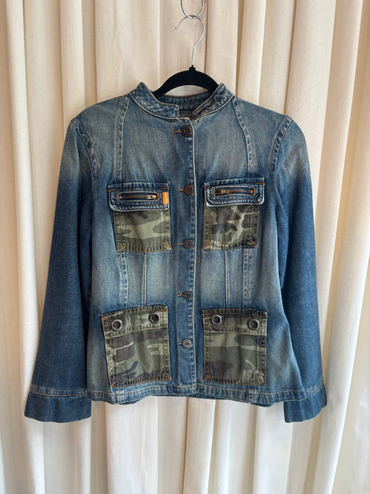 Denim-Jacke S mit Camoflage