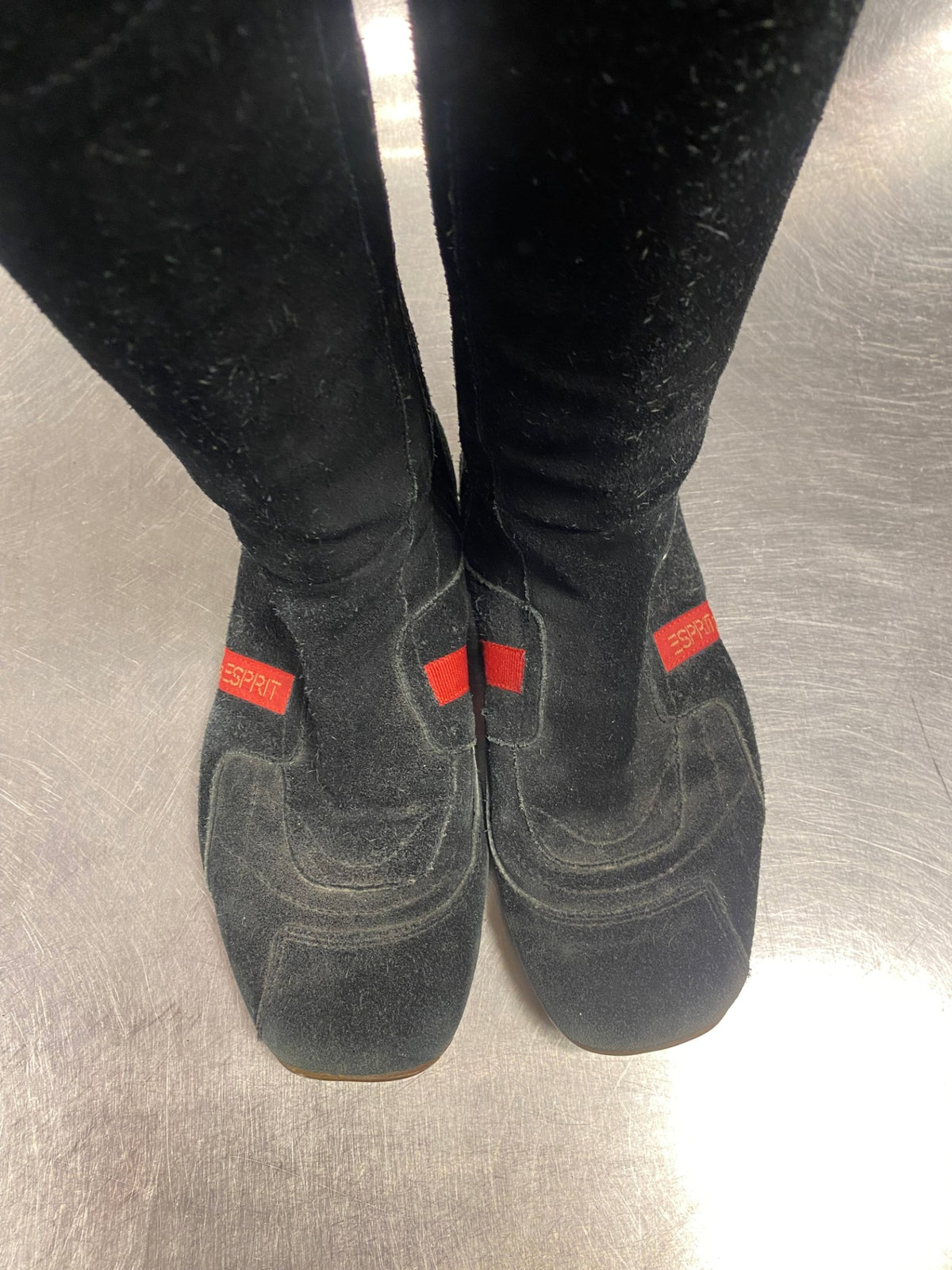 Wildleder Stiefel 39 Schwarz, Rot