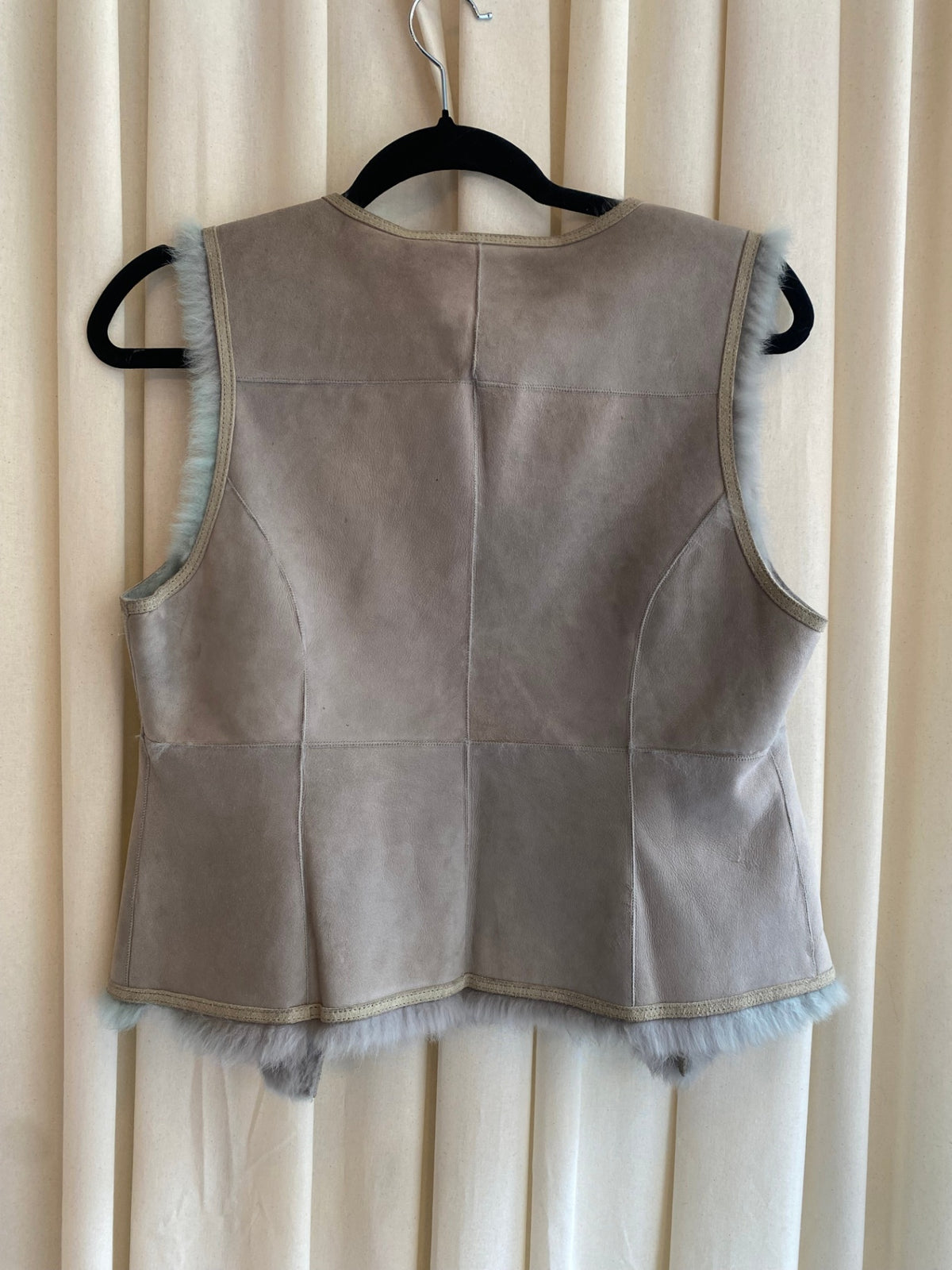 Leder/Fell Weste M Grau