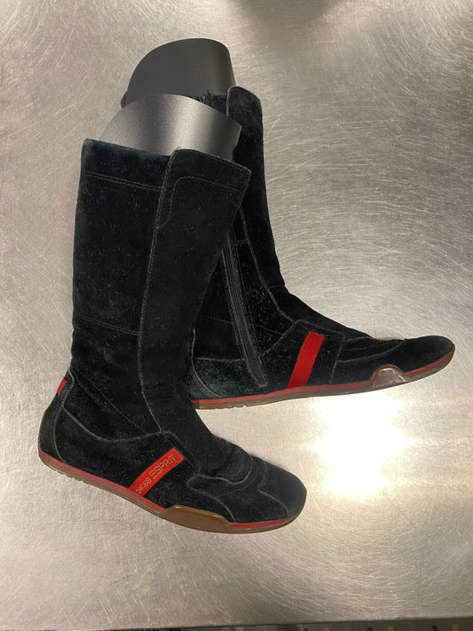 Wildleder Stiefel 39 Schwarz, Rot