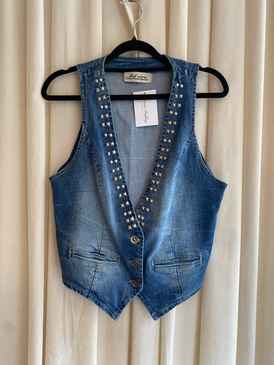 Denim Weste L mit Studs