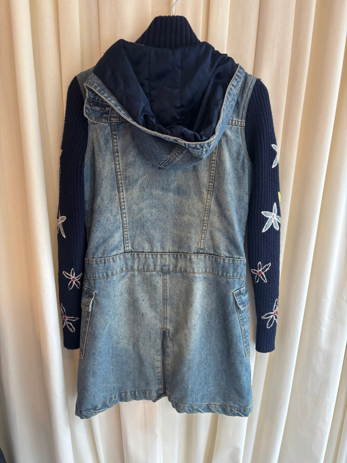 Denim Mantel M Blau bestickt