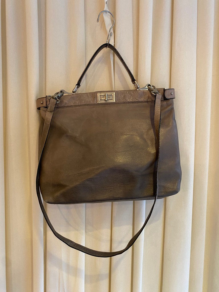 Ledertasche Grau