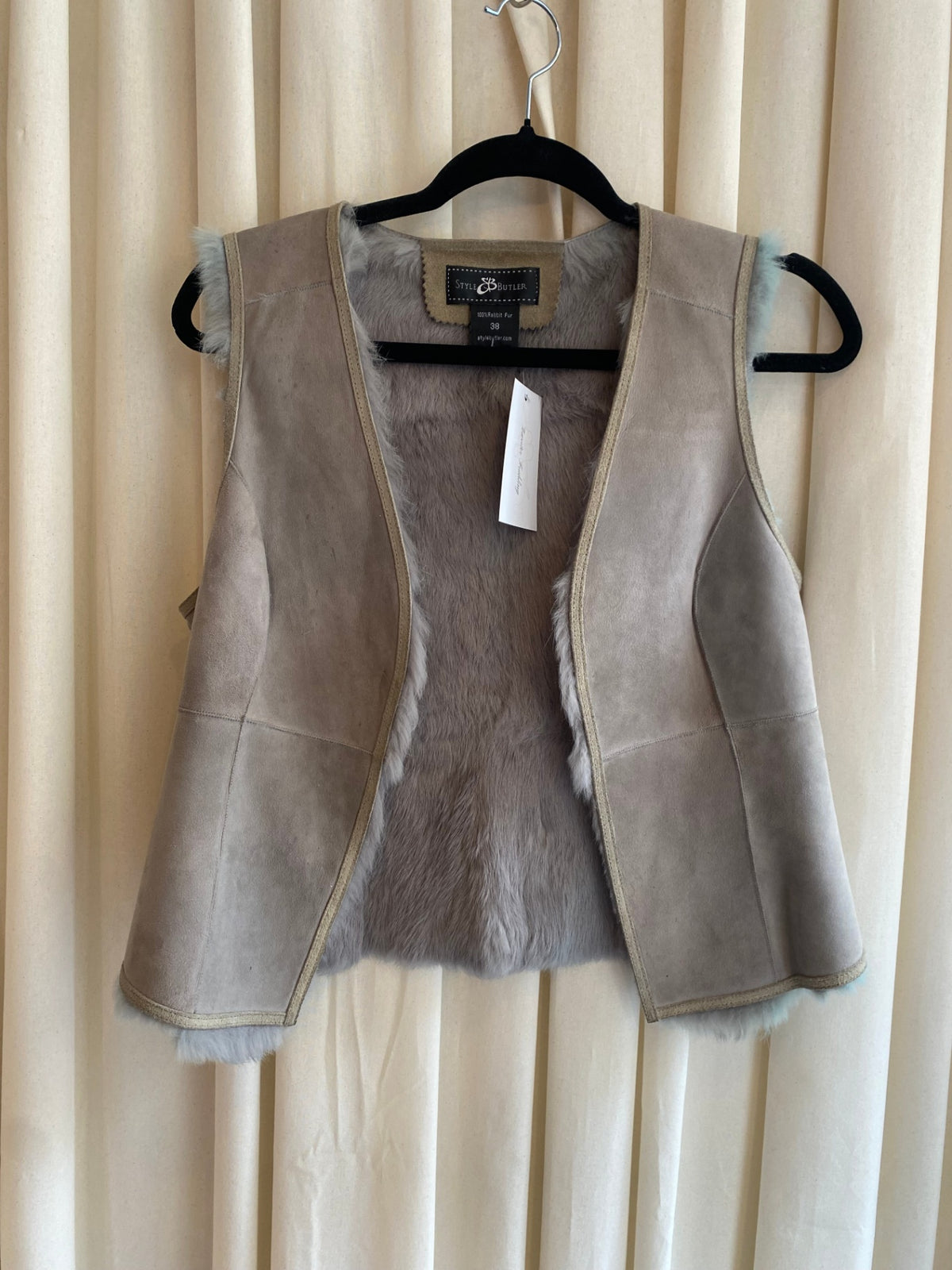 Leder/Fell Weste M Grau