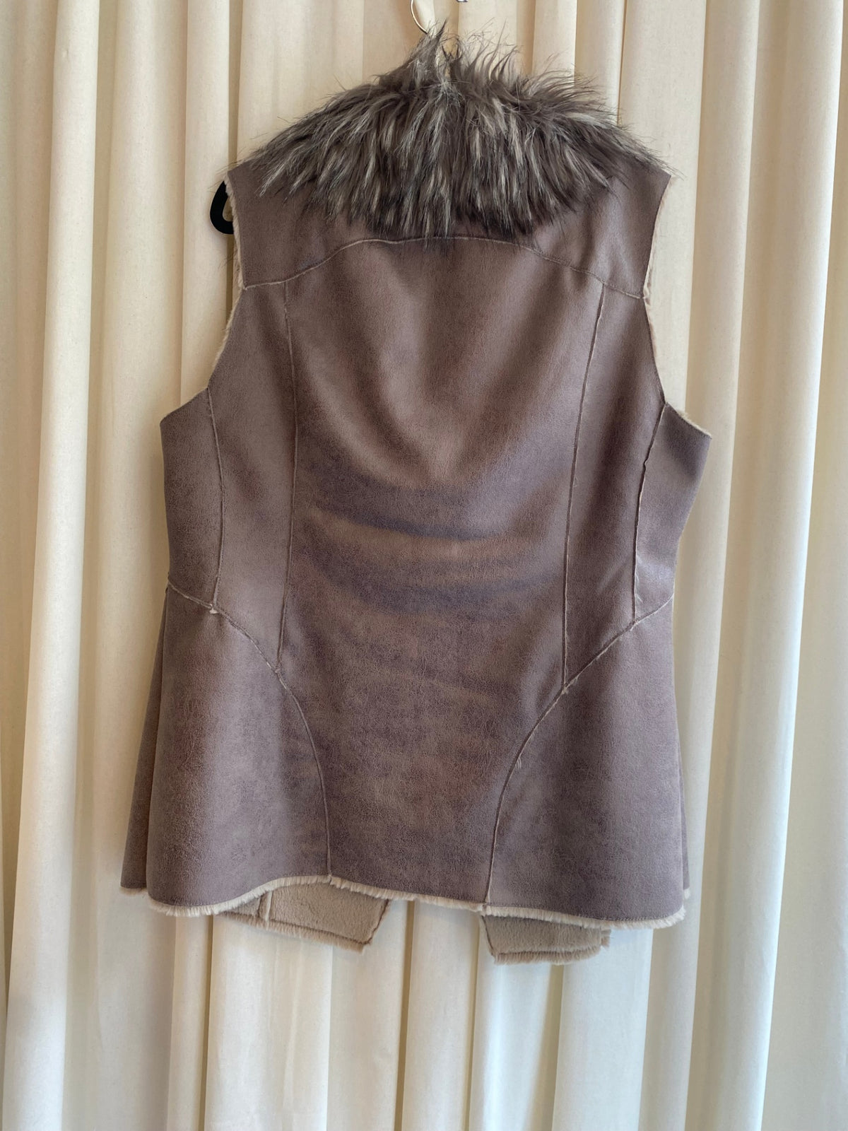 Leder/Fell Weste L Grau/Lila