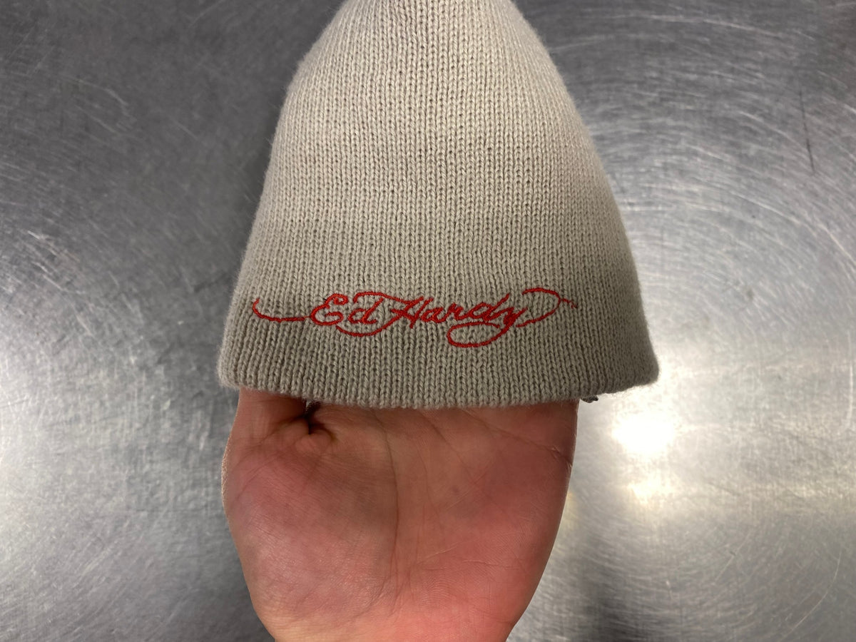 Ed Hardy Mütze Beige mit Strasssteinen